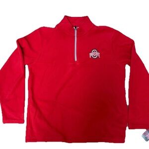 NWT Ohio State Buckeyes Adult L Red Fleece 1/4 Zip Pullover Shirt Pro Edge OSU